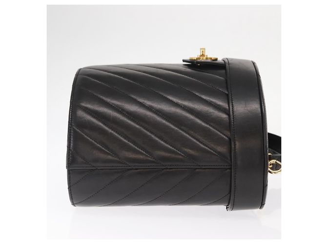 CHANEL V Stitch Vanity Borsa a Mano in Pelle di Agnello 2in1 Nero Oro CC Auth 158944SAV D'oro - vista 4