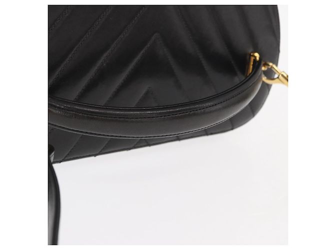 CHANEL V Stitch Vanity Borsa a Mano in Pelle di Agnello 2in1 Nero Oro CC Auth 158944SAV D'oro - vista 7