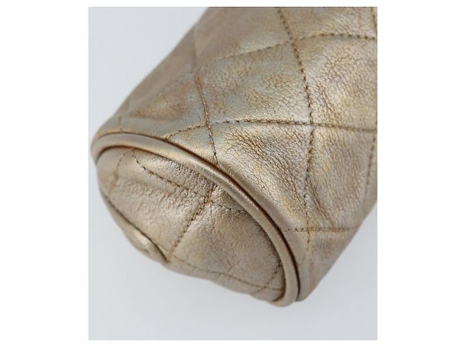 Chanel Pochette Matelassé in Pelle Champagne Oro CC Auth bs32089 D'oro - vista 11