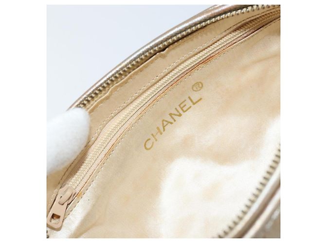 Chanel Pochette Matelassé in Pelle Champagne Oro CC Auth bs32089 D'oro - vista 13