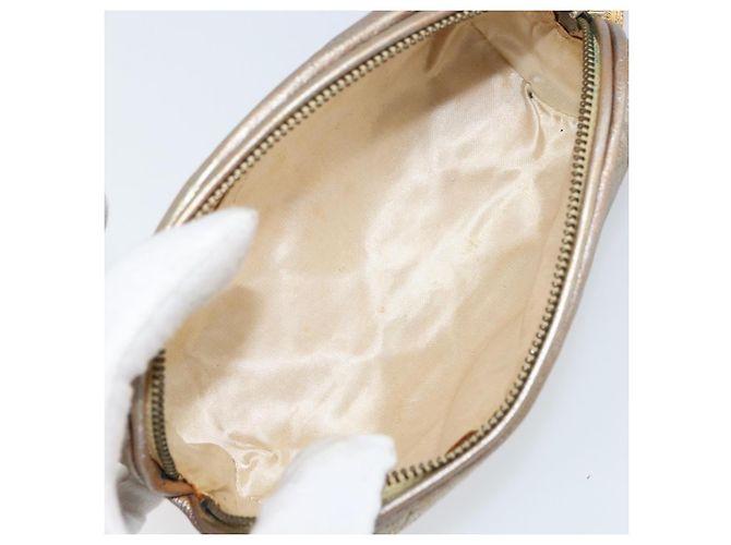 Chanel Pochette Matelassé in Pelle Champagne Oro CC Auth bs32089 D'oro - vista 14