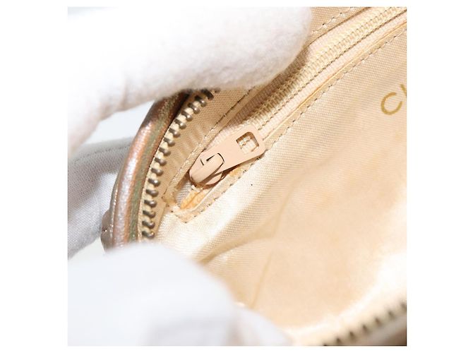 Chanel Pochette Matelassé in Pelle Champagne Oro CC Auth bs32089 D'oro - vista 17