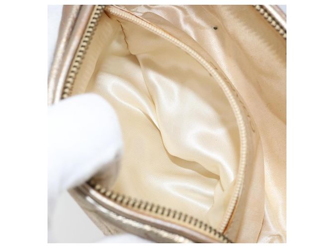 Chanel Pochette Matelassé in Pelle Champagne Oro CC Auth bs32089 D'oro - vista 18