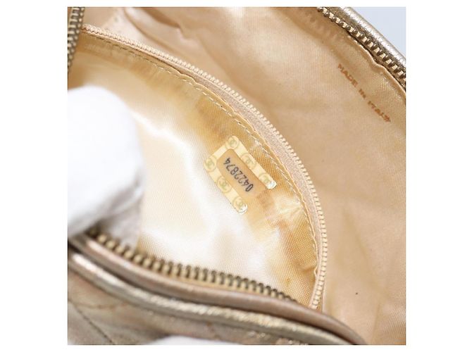 Chanel Pochette Matelassé in Pelle Champagne Oro CC Auth bs32089 D'oro - vista 19