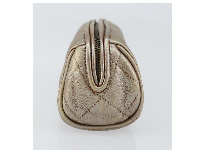 Chanel Pochette Matelassé in Pelle Champagne Oro CC Auth bs32089 D'oro - vista 4