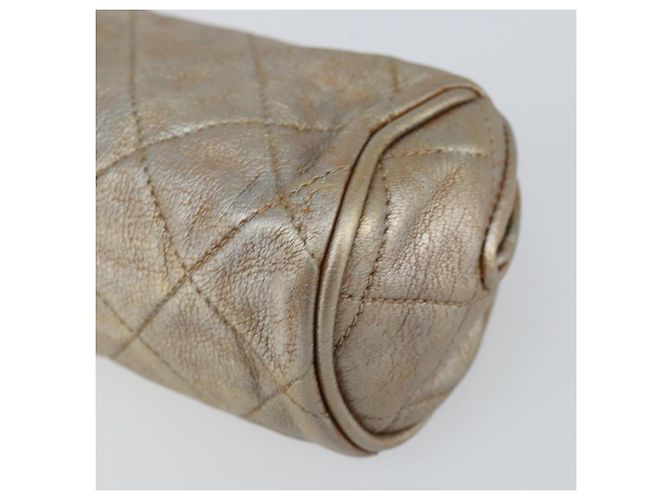 Chanel Pochette Matelassé in Pelle Champagne Oro CC Auth bs32089 D'oro - vista 8
