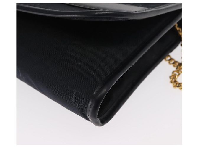 Borsa a spalla con catena Christian Dior in nylon blu navy oro Auth 148541 D'oro - vista 11