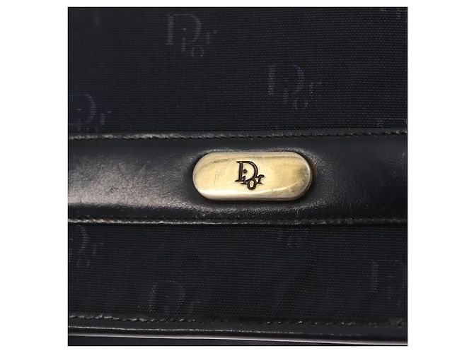 Borsa a spalla con catena Christian Dior in nylon blu navy oro Auth 148541 D'oro - vista 14