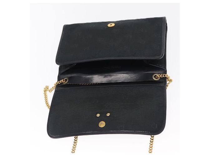 Borsa a spalla con catena Christian Dior in nylon blu navy oro Auth 148541 D'oro - vista 15