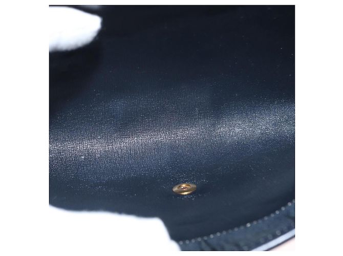 Borsa a spalla con catena Christian Dior in nylon blu navy oro Auth 148541 D'oro - vista 17