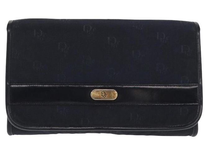 Borsa a spalla con catena Christian Dior in nylon blu navy oro Auth 148541 D'oro - vista 2