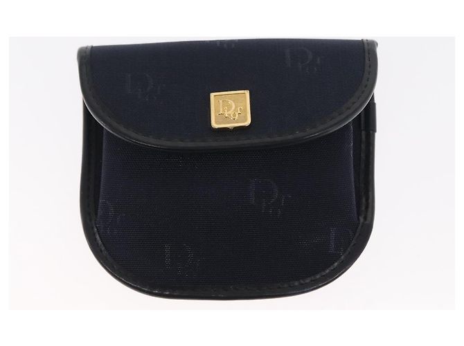 Borsa a spalla con catena Christian Dior in nylon blu navy oro Auth 148541 D'oro - vista 20