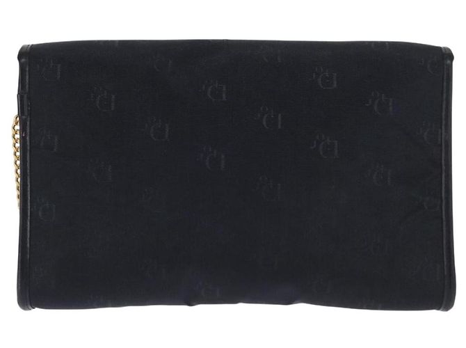 Borsa a spalla con catena Christian Dior in nylon blu navy oro Auth 148541 D'oro - vista 3