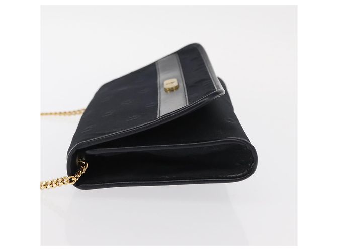 Borsa a spalla con catena Christian Dior in nylon blu navy oro Auth 148541 D'oro - vista 5