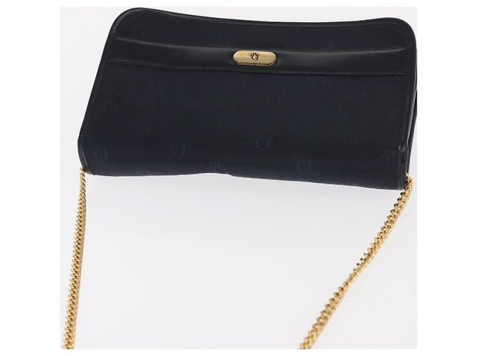 Borsa a spalla con catena Christian Dior in nylon blu navy oro Auth 148541 D'oro - vista 6