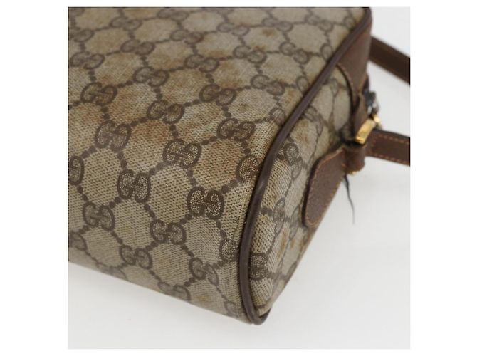 Bolsa de Ombro GUCCI GG Supreme Web Sherry Line PVC Bege Ouro Auth 158511 Dourado - vista 12