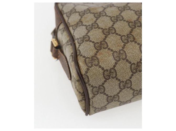 Bolsa de Ombro GUCCI GG Supreme Web Sherry Line PVC Bege Ouro Auth 158511 Dourado - vista 13