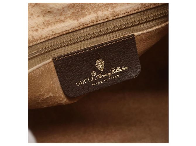 Bolsa de Ombro GUCCI GG Supreme Web Sherry Line PVC Bege Ouro Auth 158511 Dourado - vista 16