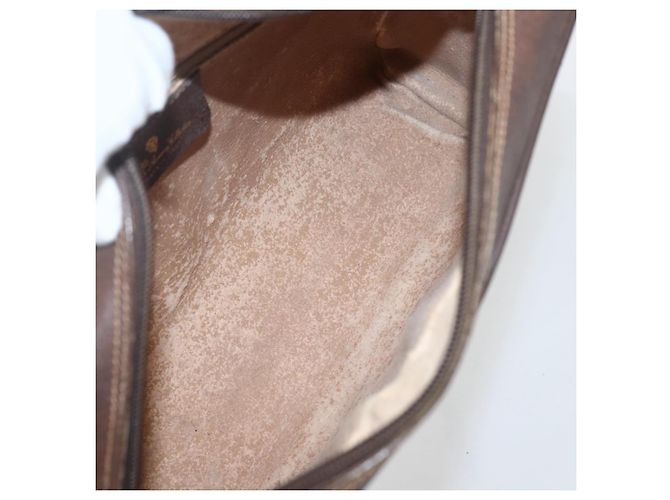Bolsa de Ombro GUCCI GG Supreme Web Sherry Line PVC Bege Ouro Auth 158511 Dourado - vista 18