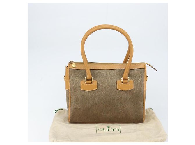 Bolsa de mão GUCCI em couro bege dourado 002 58 0219 Auth 158470 - vista 23
