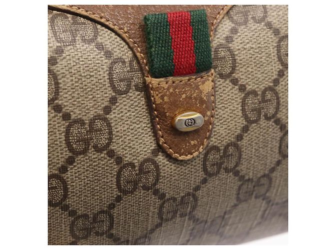 Borsa Sherry Line GG Supreme Web di GUCCI in PVC beige e oro 89 02 018 Auth 157752 D'oro - vista 16