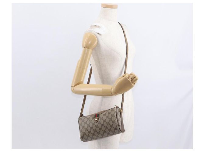 Borsa Sherry Line GG Supreme Web di GUCCI in PVC beige e oro 89 02 018 Auth 157752 D'oro - vista 22