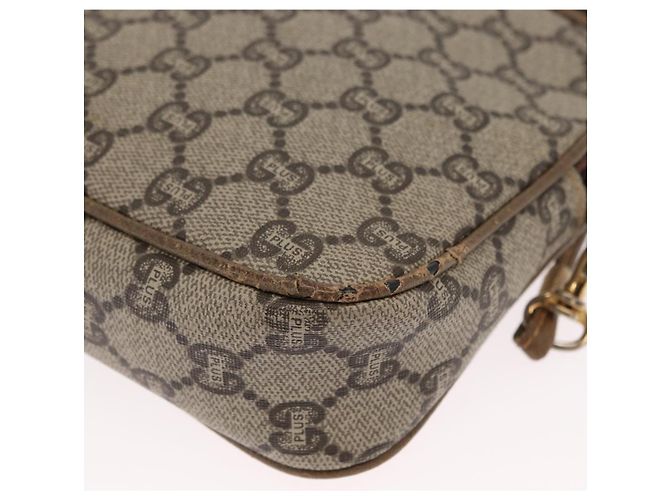Borsa a Spalla GUCCI GG Plus Supreme PVC Beige Oro Auth ep12498 D'oro - vista 11