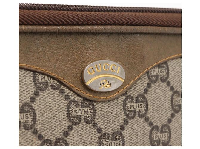 Borsa a Spalla GUCCI GG Plus Supreme PVC Beige Oro Auth ep12498 D'oro - vista 15