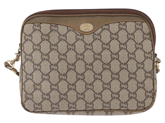 Borsa a Spalla GUCCI GG Plus Supreme PVC Beige Oro Auth ep12498 D'oro - vista 2