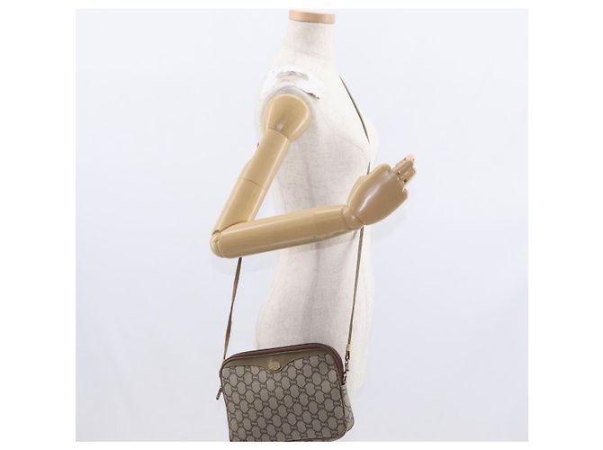 Borsa a Spalla GUCCI GG Plus Supreme PVC Beige Oro Auth ep12498 D'oro - vista 20