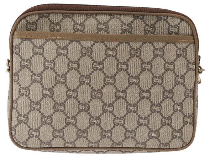 Borsa a Spalla GUCCI GG Plus Supreme PVC Beige Oro Auth ep12498 D'oro - vista 3