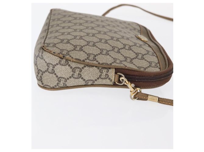 Borsa a Spalla GUCCI GG Plus Supreme PVC Beige Oro Auth ep12498 D'oro - vista 4
