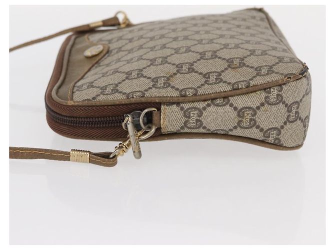 Borsa a Spalla GUCCI GG Plus Supreme PVC Beige Oro Auth ep12498 D'oro - vista 5