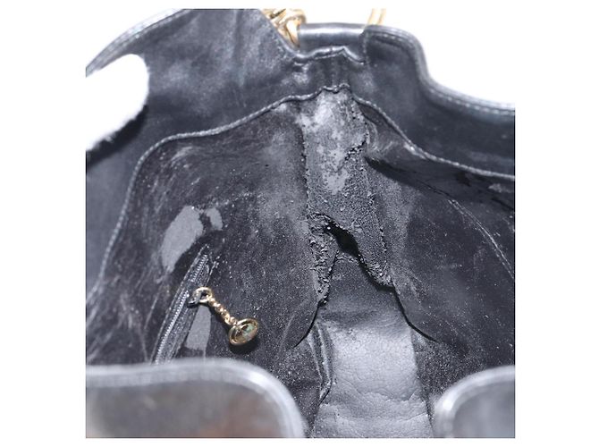 Borsa a Spalla in Pelle Gucci Bamboo 2way Nera Oro 001 2123 1633 Auth 157233 Nero D'oro - vista 18