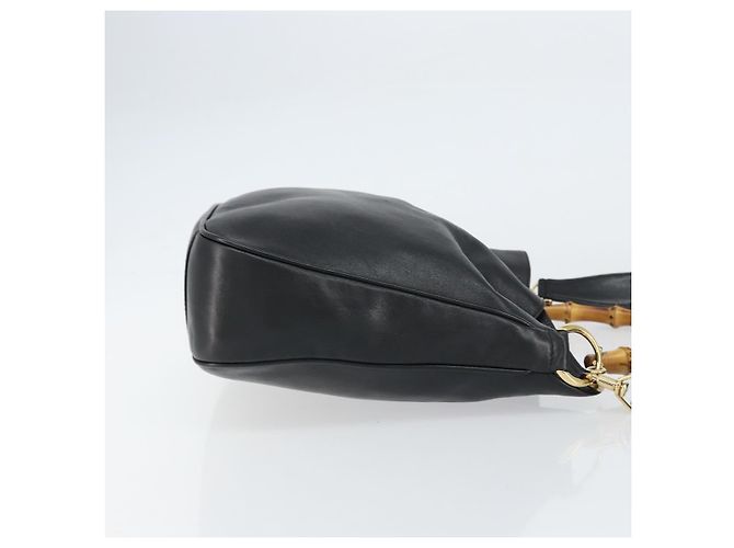 Borsa a Spalla in Pelle Gucci Bamboo 2way Nera Oro 001 2123 1633 Auth 157233 Nero D'oro - vista 4
