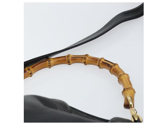 Borsa a Spalla in Pelle Gucci Bamboo 2way Nera Oro 001 2123 1633 Auth 157233 Nero D'oro - vista 8