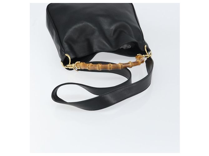 Borsa a Spalla in Pelle Gucci Bamboo 2way Nera Oro 001 2123 1633 Auth 157233 Nero D'oro - vista 9