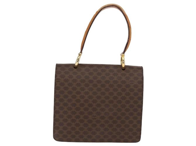 Céline Borsa a mano in tela Macadam CELINE in pelle PVC marrone oro Auth 160851 D'oro - vista 2