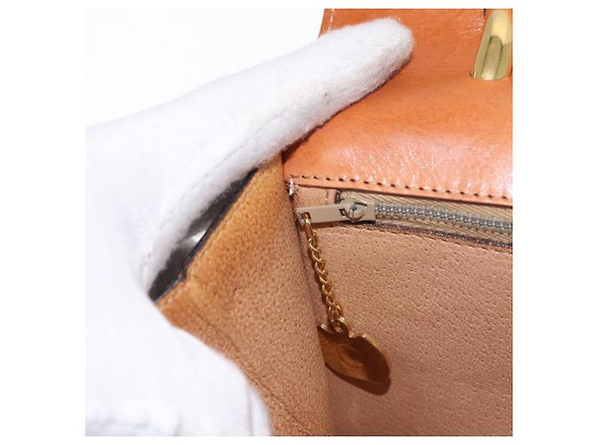 Céline Borsa a mano in tela Macadam CELINE in pelle PVC marrone oro Auth 160851 D'oro - vista 23