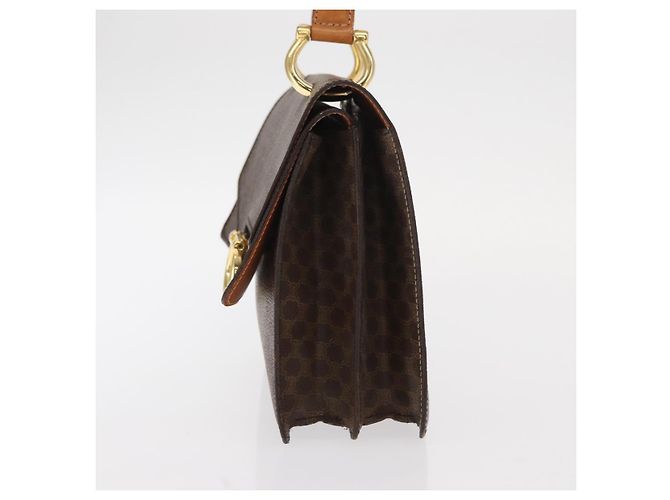 Céline Borsa a mano in tela Macadam CELINE in pelle PVC marrone oro Auth 160851 D'oro - vista 3