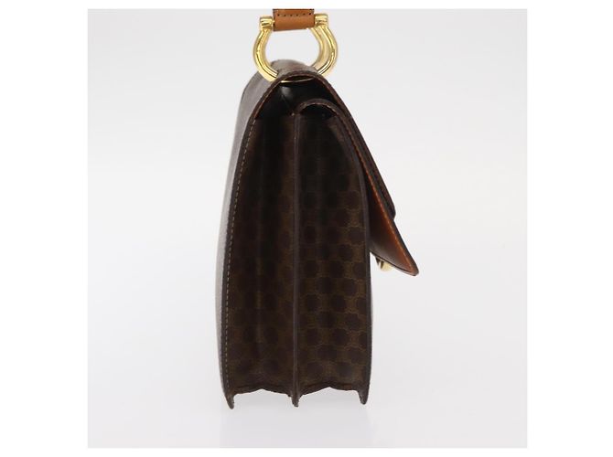Céline Borsa a mano in tela Macadam CELINE in pelle PVC marrone oro Auth 160851 D'oro - vista 4