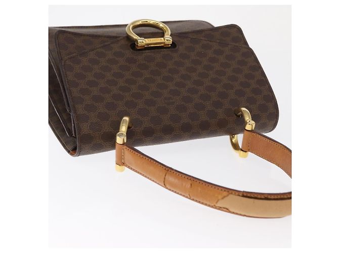 Céline Borsa a mano in tela Macadam CELINE in pelle PVC marrone oro Auth 160851 D'oro - vista 6