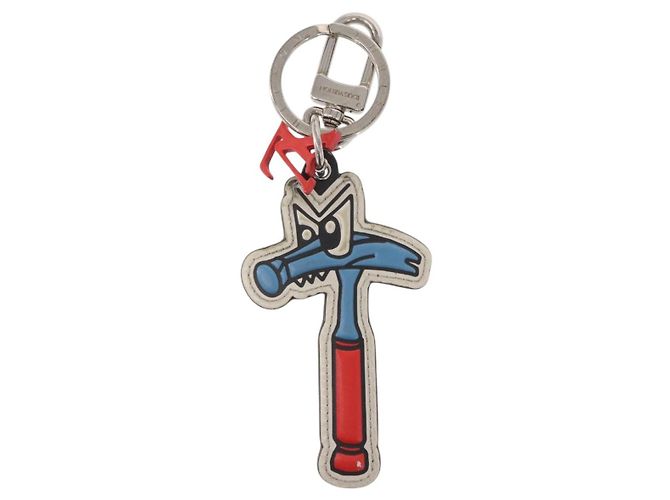 LOUIS VUITTON Monogram Comics Portachiavi Hammer Blu Argento MP3107 Auth 157940 - vista 2