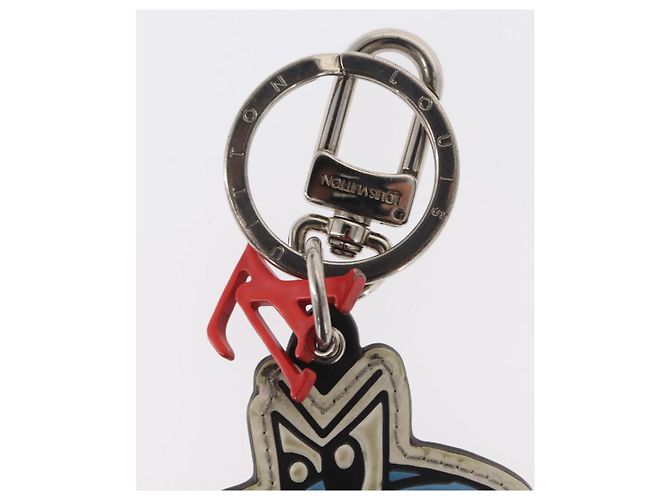 LOUIS VUITTON Monogram Comics Portachiavi Hammer Blu Argento MP3107 Auth 157940 - vista 4
