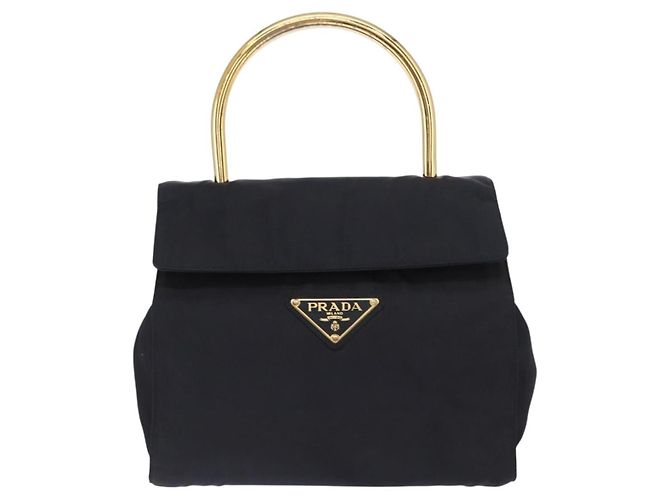 PRADA Borsa a mano in nylon blu navy oro Auth 160865 D'oro - vista 13