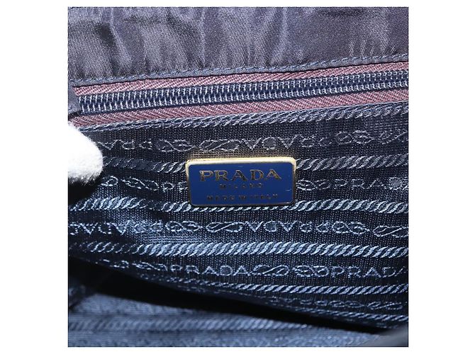 PRADA Borsa a mano in nylon blu navy oro Auth 160865 D'oro - vista 18
