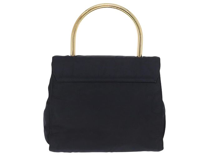 PRADA Borsa a mano in nylon blu navy oro Auth 160865 D'oro - vista 2