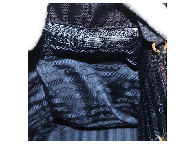 PRADA Borsa a mano in nylon blu navy oro Auth 160865 D'oro - vista 20