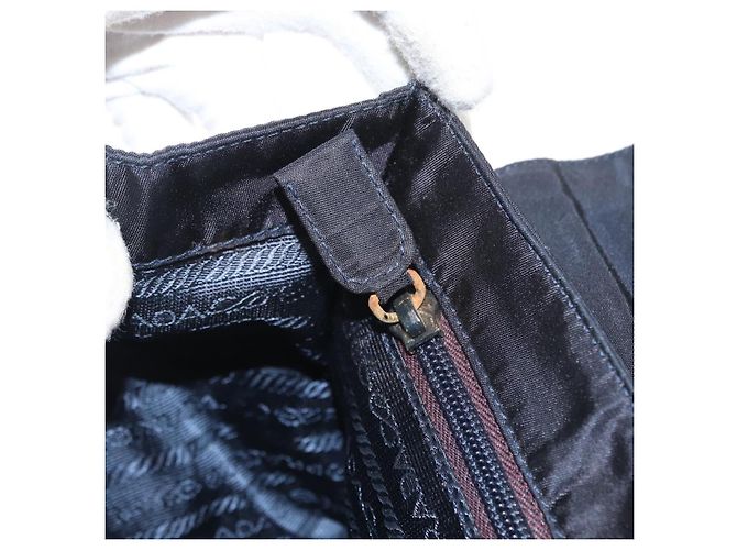 PRADA Borsa a mano in nylon blu navy oro Auth 160865 D'oro - vista 21