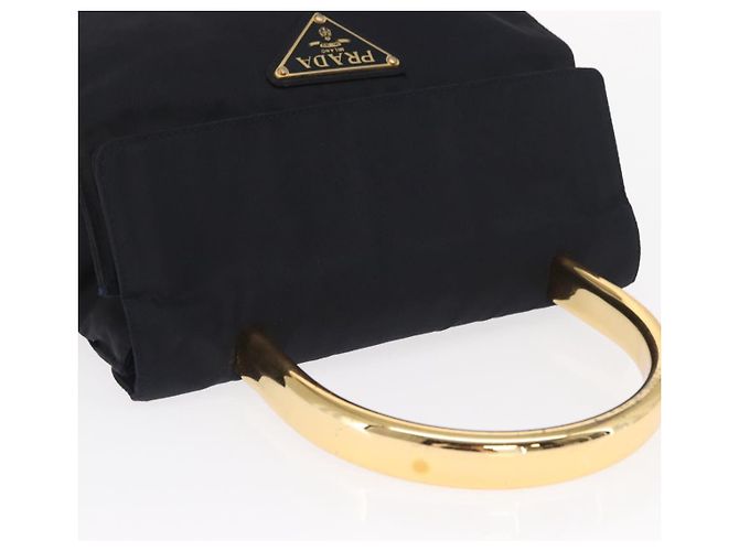 PRADA Borsa a mano in nylon blu navy oro Auth 160865 D'oro - vista 6